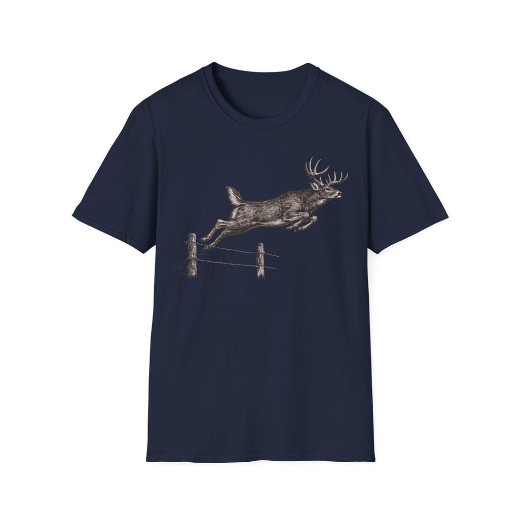Buck Jumping Fence Charcoal T‑Shirt