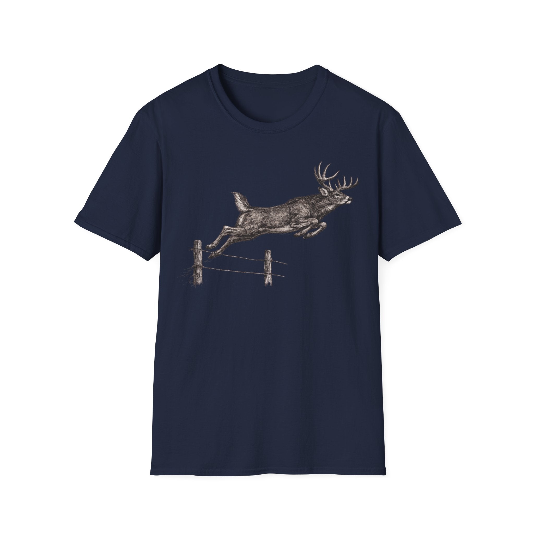 Buck Jumping Fence Charcoal T‑Shirt