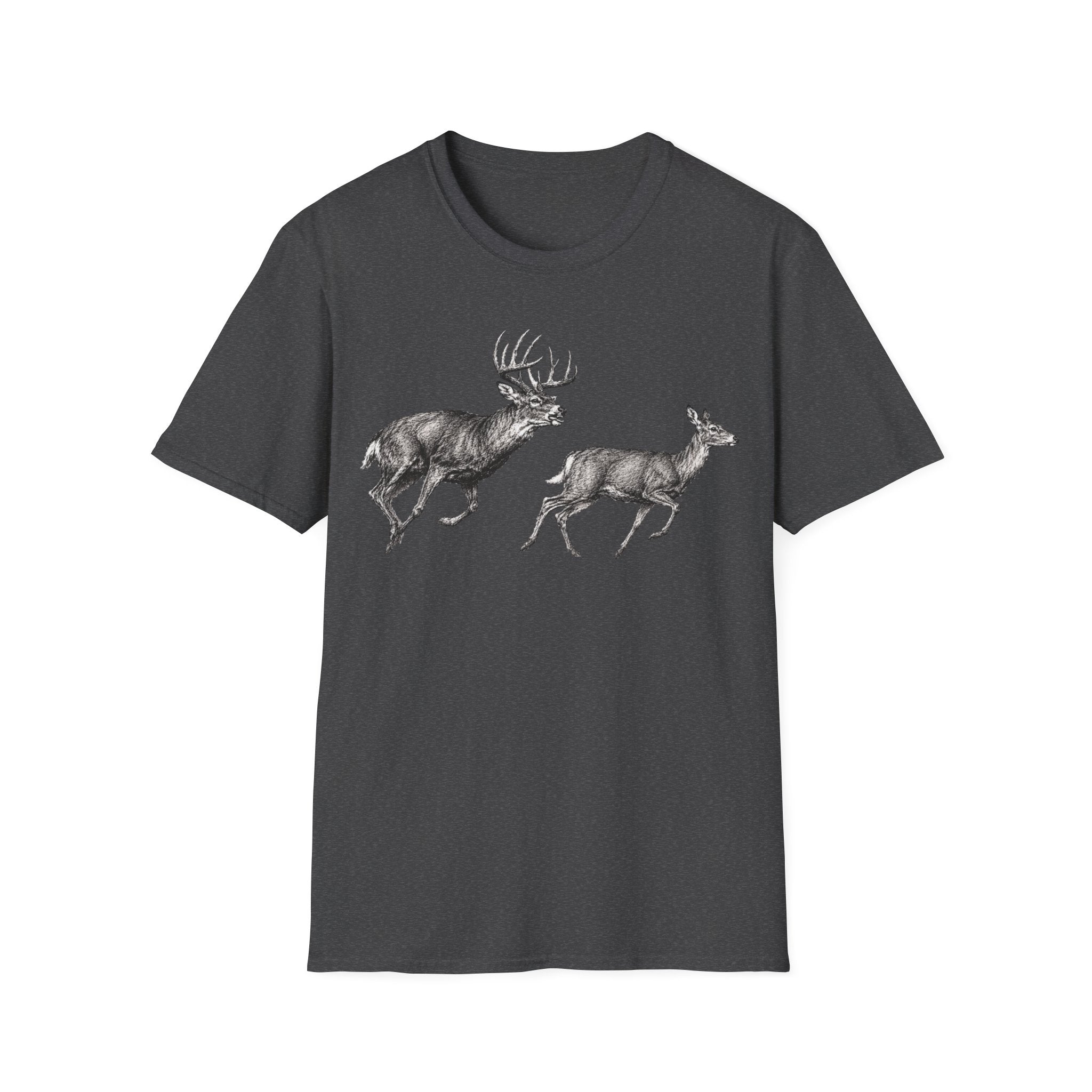 Buck Chasing Doe Charcoal‑Shirt