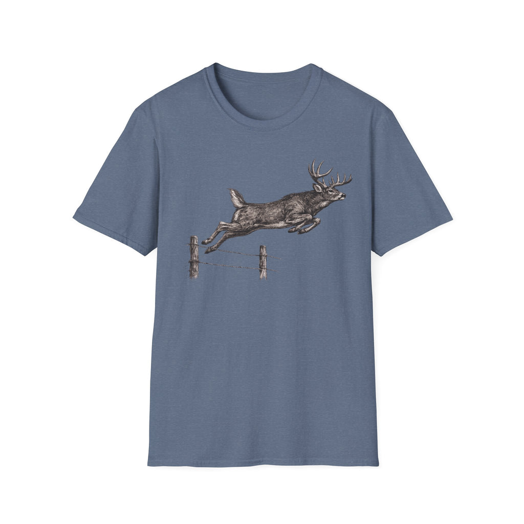 Buck Jumping Fence Charcoal T‑Shirt