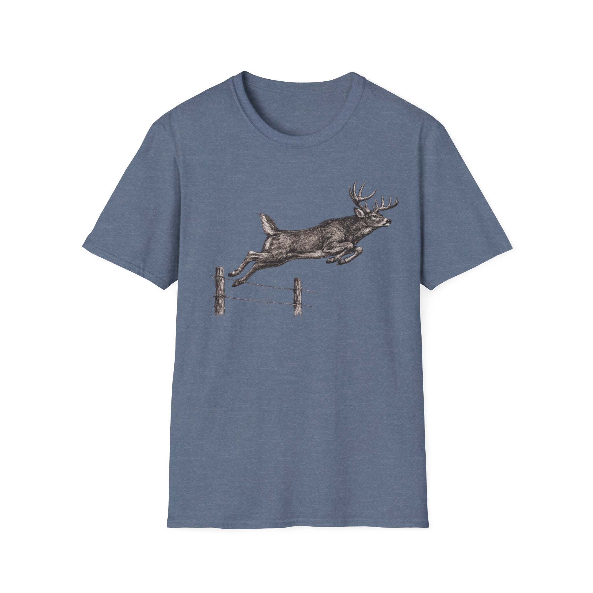 Buck Jumping Fence Charcoal T‑Shirt