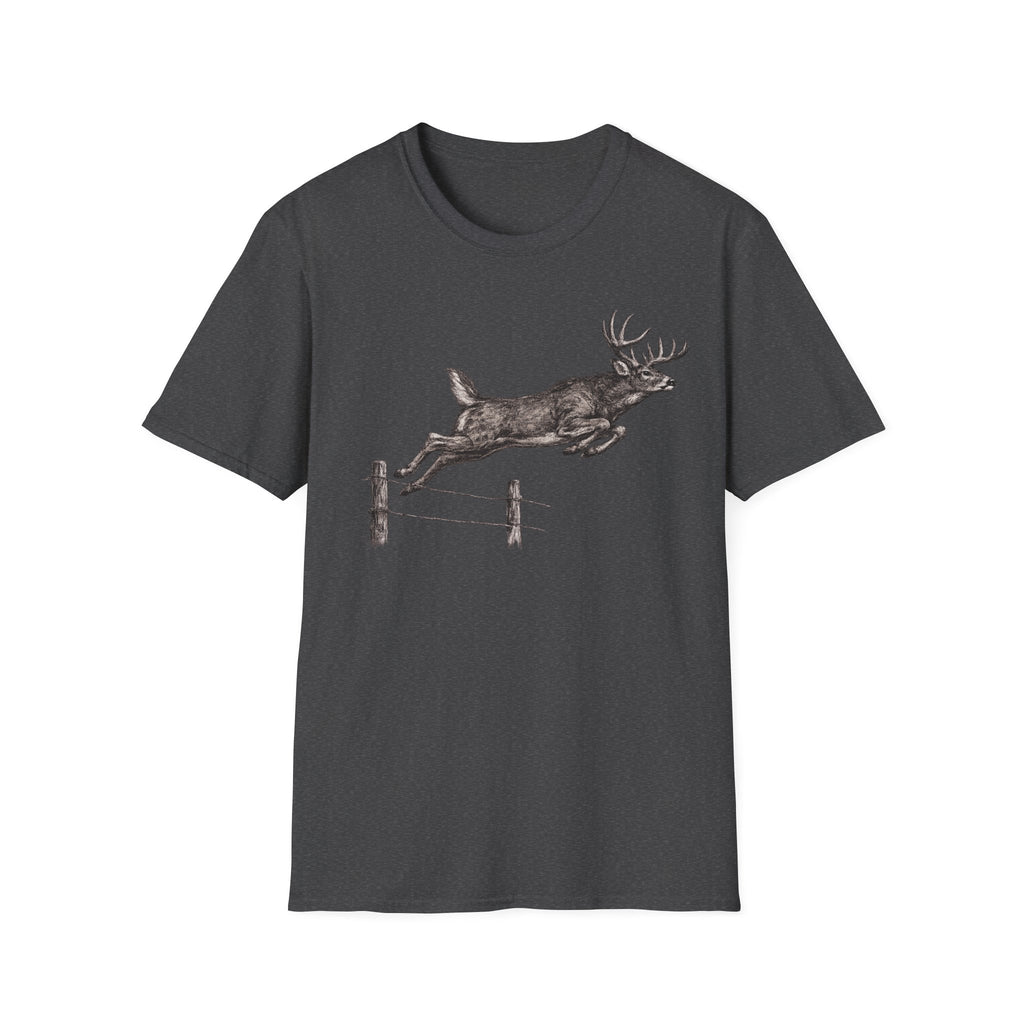Buck Jumping Fence Charcoal T‑Shirt