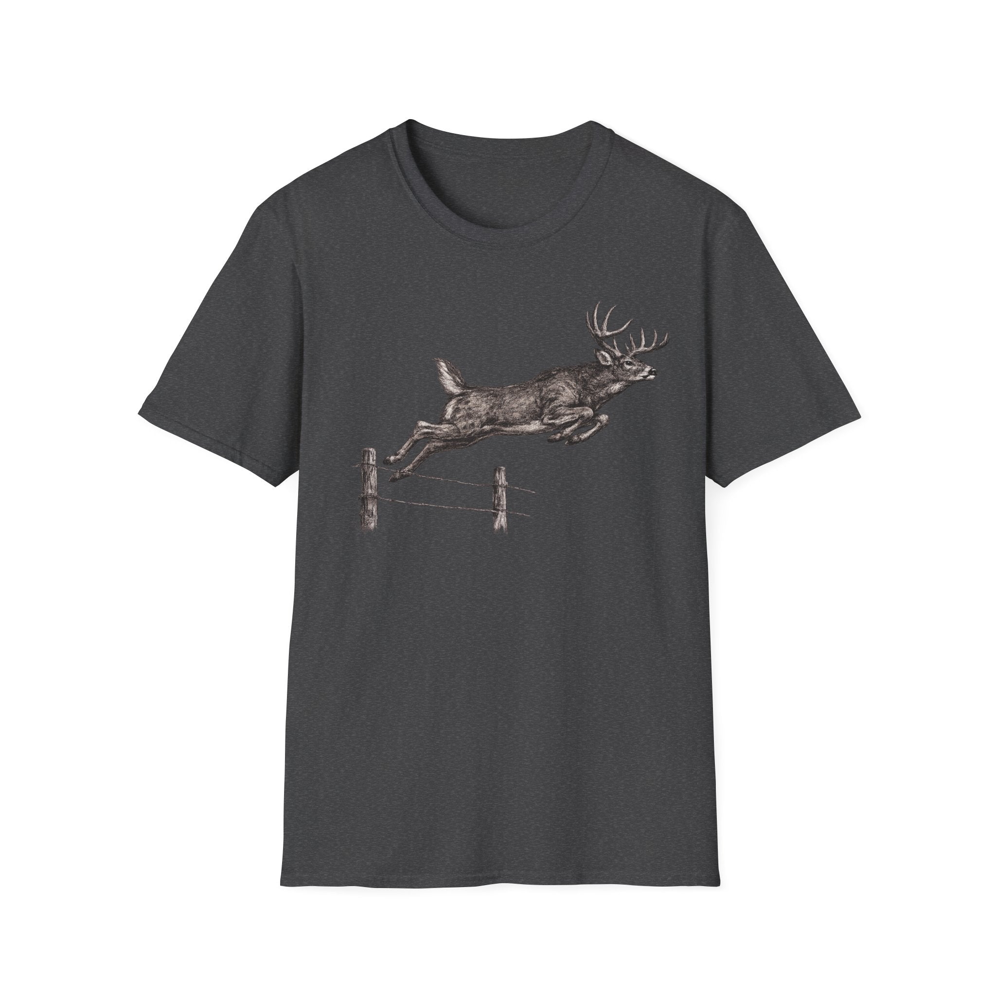Buck Jumping Fence Charcoal T‑Shirt