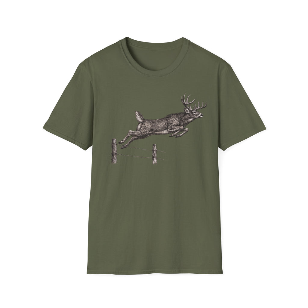 Buck Jumping Fence Charcoal T‑Shirt