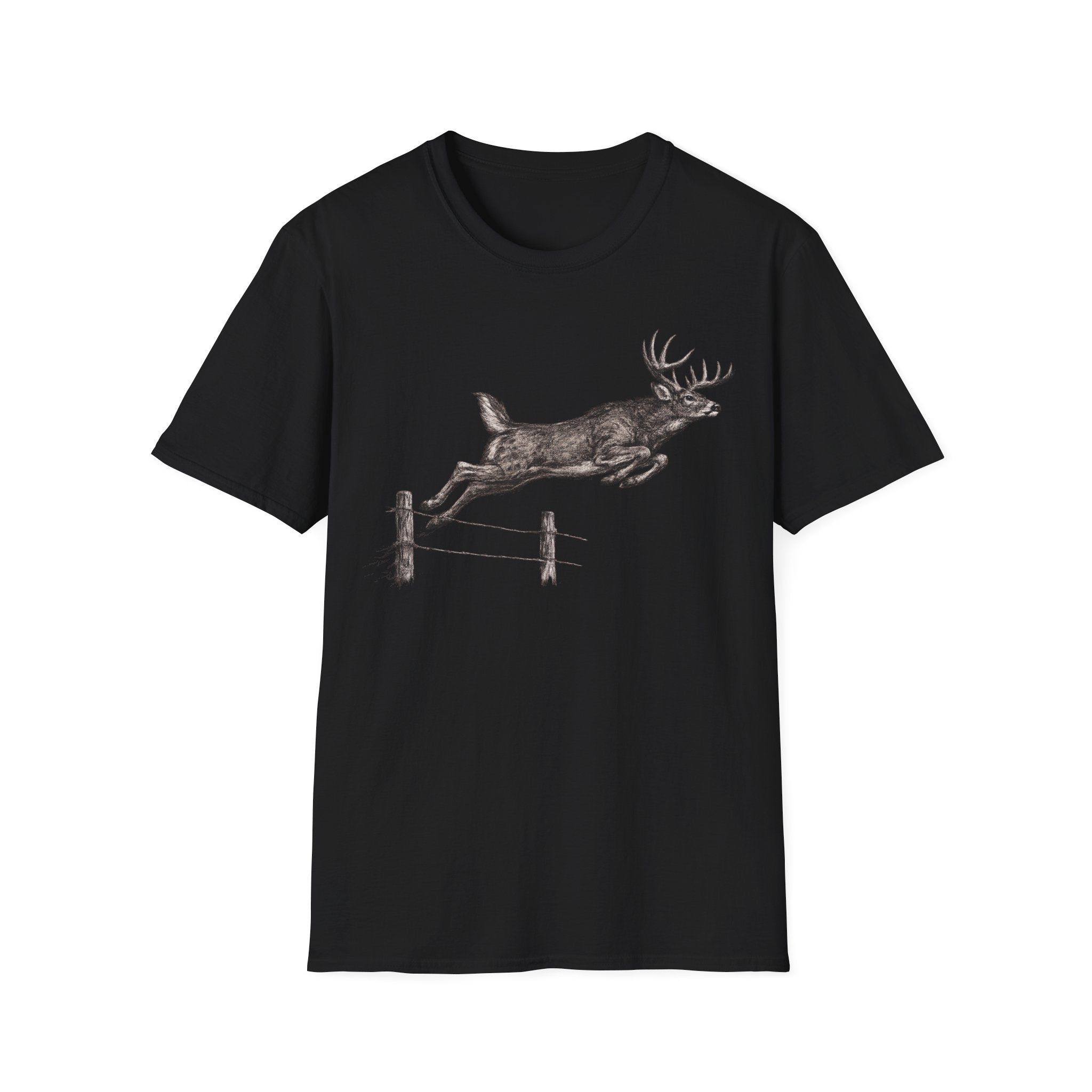 Buck Jumping Fence Charcoal T‑Shirt