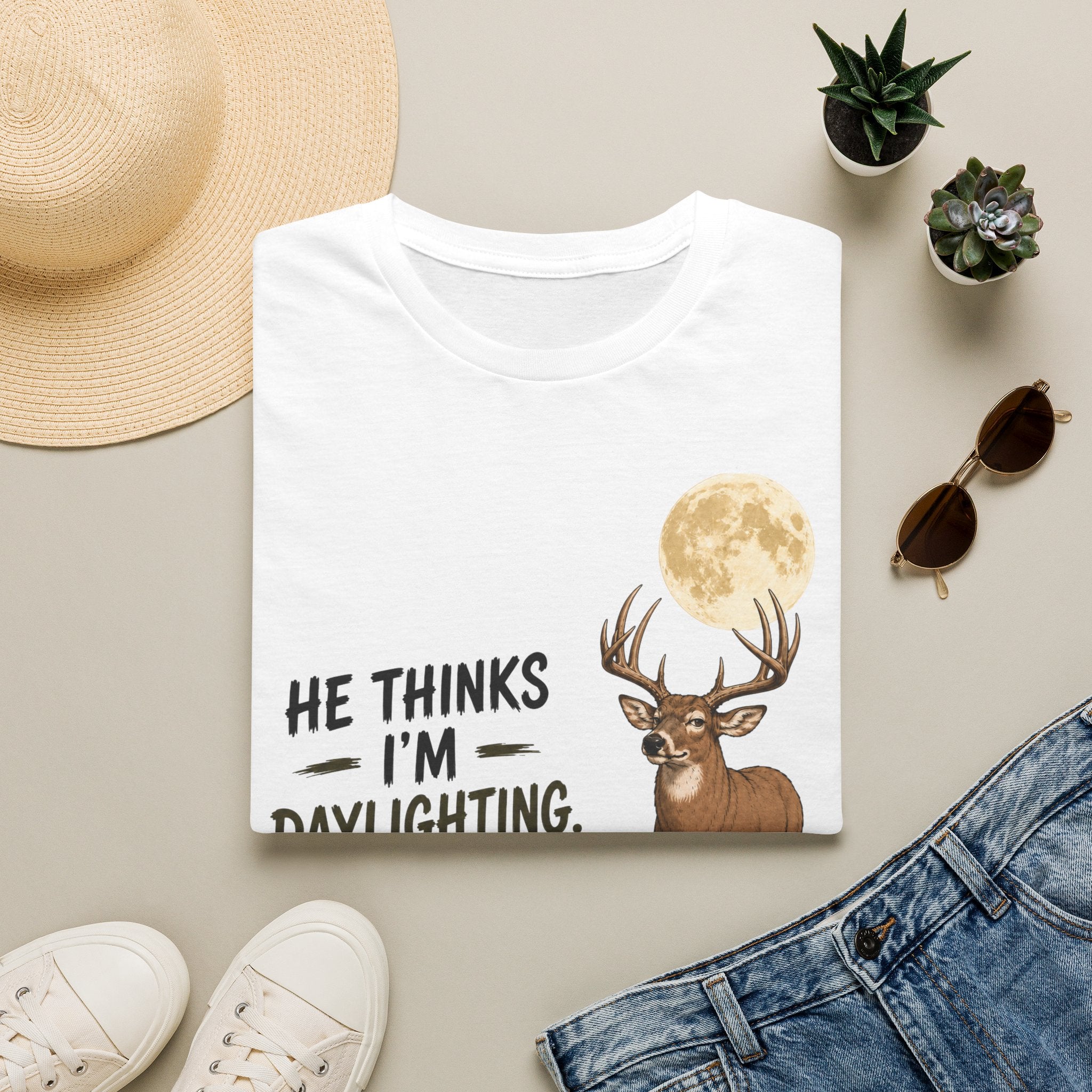 He Thinks I'm Moonlighting T‑Shirt