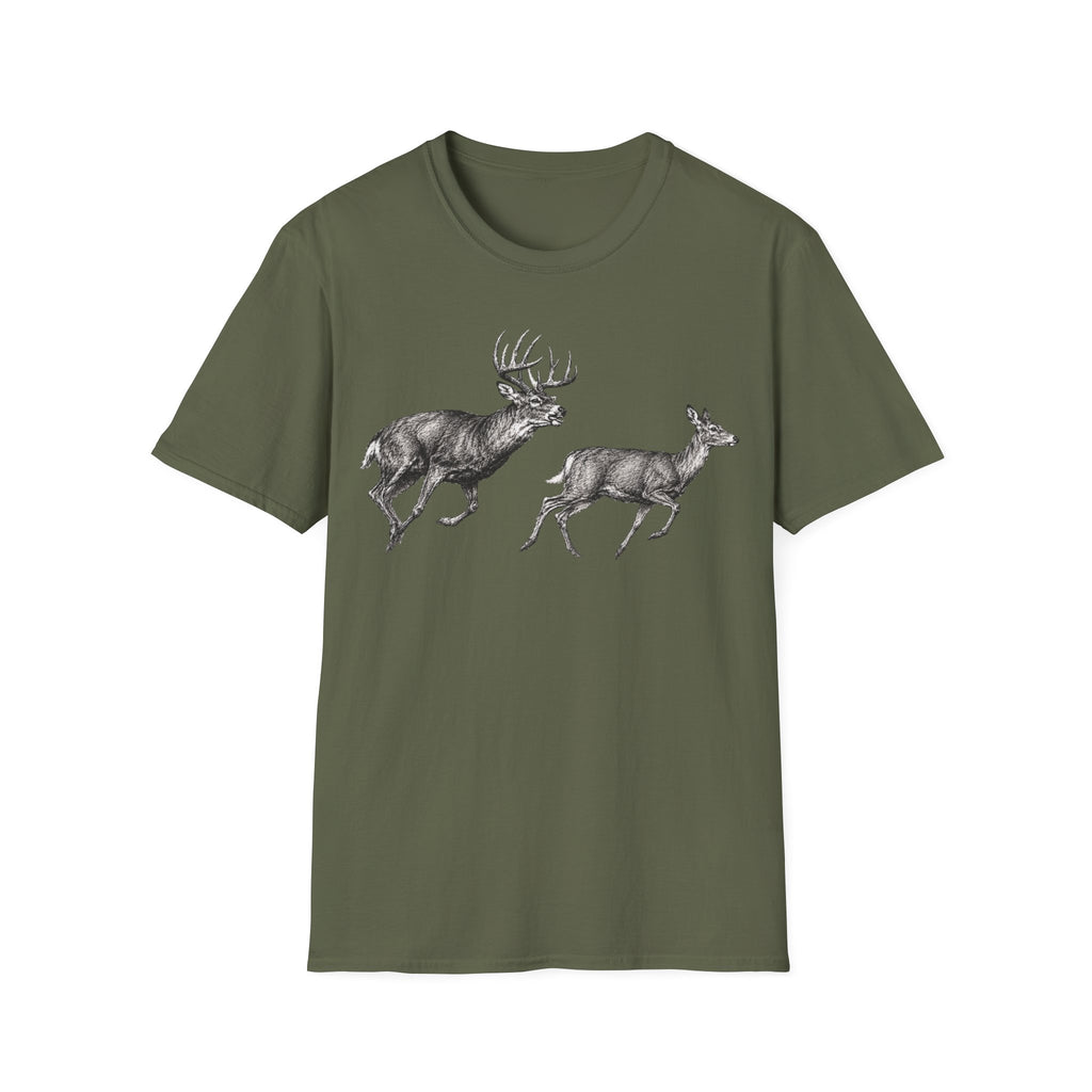 Buck Chasing Doe Charcoal‑Shirt