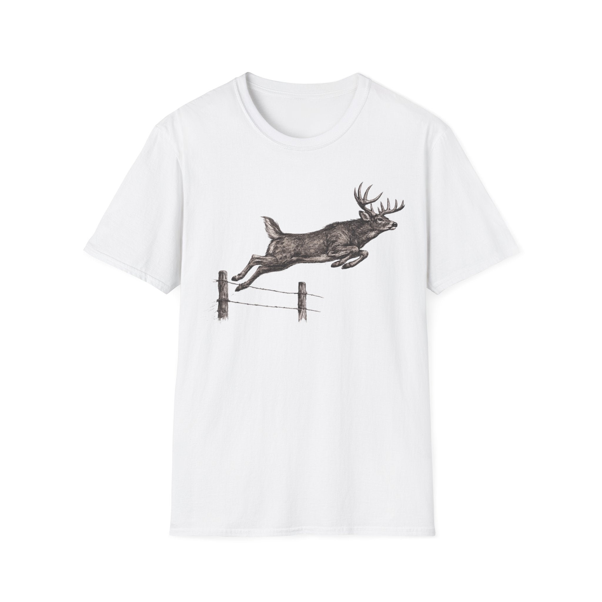 Buck Jumping Fence Charcoal T‑Shirt