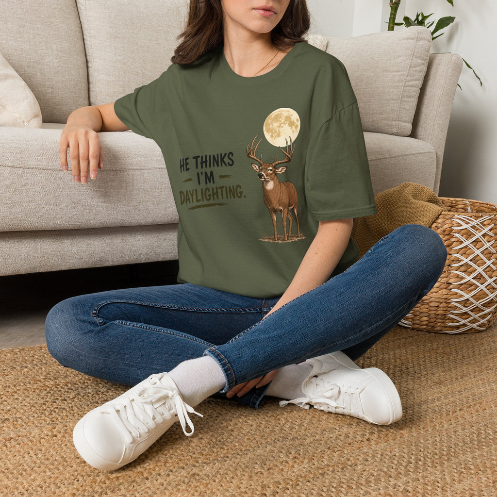 He Thinks I'm Moonlighting T‑Shirt