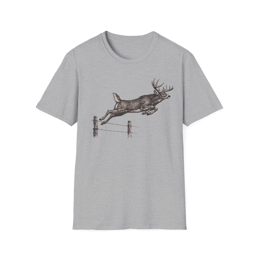 Buck Jumping Fence Charcoal T‑Shirt