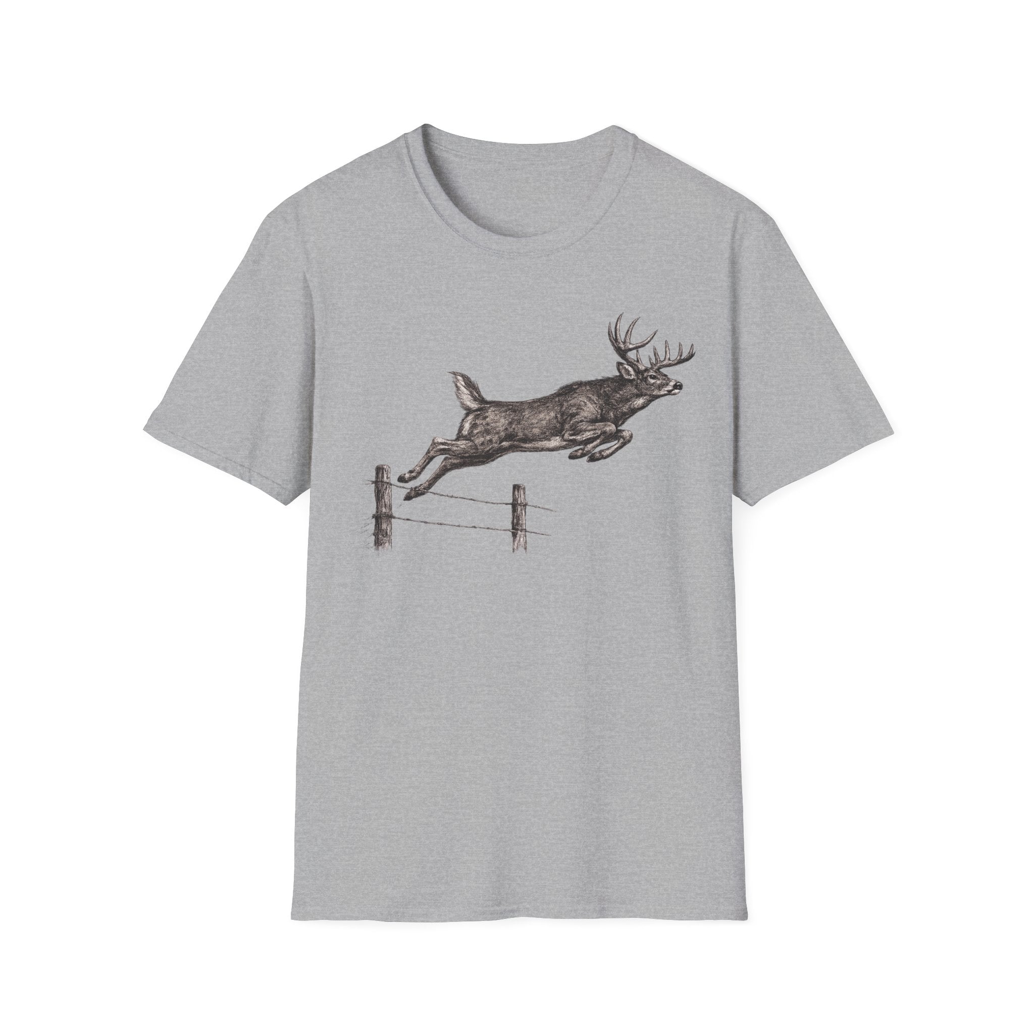Buck Jumping Fence Charcoal T‑Shirt